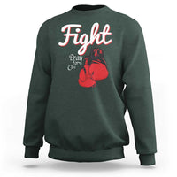 Fight Pray For A Cure Sweatshirt Red Ribbon HIV Awareness Boxing Gift - Wonder Print Shop