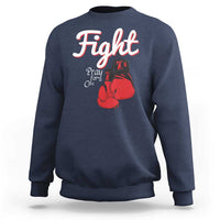 Fight Pray For A Cure Sweatshirt Red Ribbon HIV Awareness Boxing Gift - Wonder Print Shop