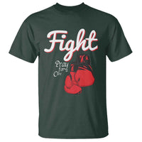 Fight Pray For A Cure T Shirt Red Ribbon HIV Awareness Boxing Gift - Wonder Print Shop