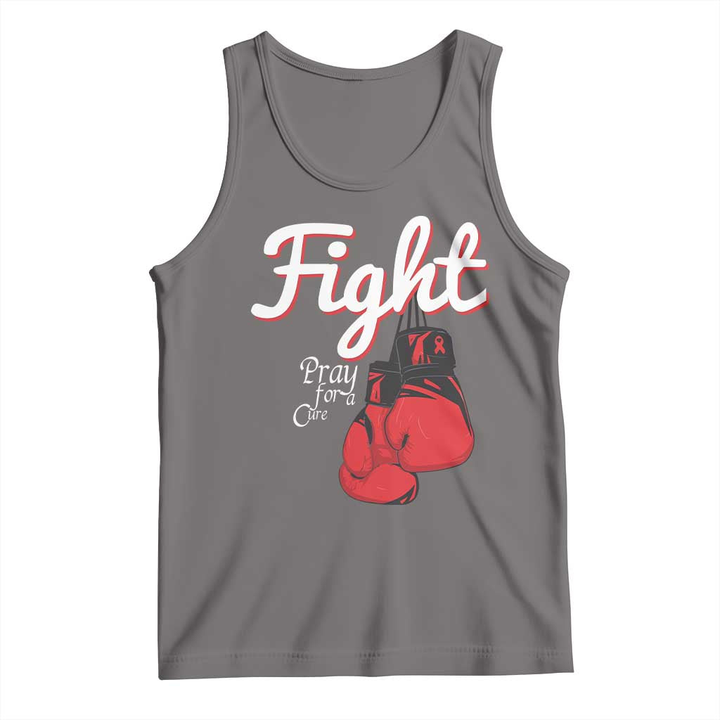 Fight Pray For A Cure Tank Top Red Ribbon HIV Awareness Boxing Gift - Wonder Print Shop