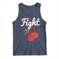 Fight Pray For A Cure Tank Top Red Ribbon HIV Awareness Boxing Gift - Wonder Print Shop