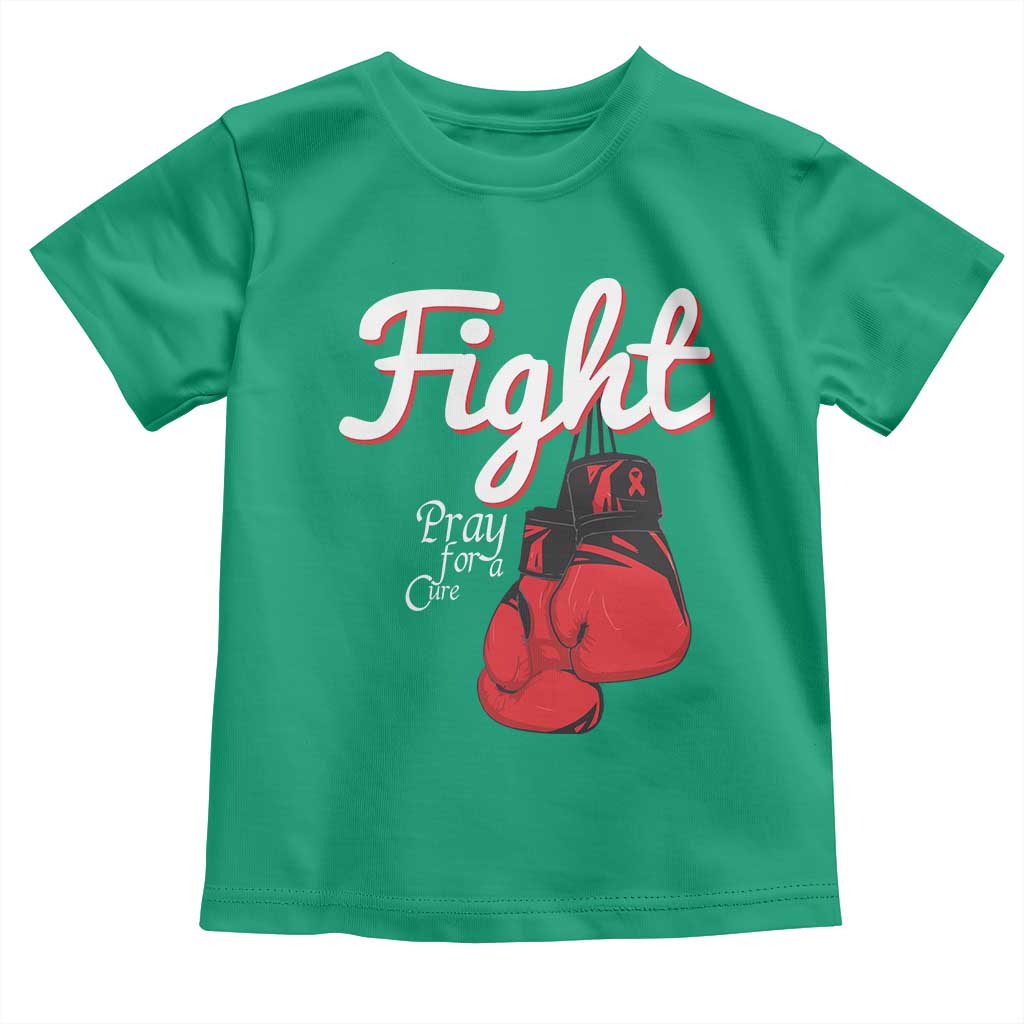 Fight Pray For A Cure Toddler T Shirt Red Ribbon HIV Awareness Boxing Gift - Wonder Print Shop