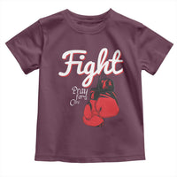 Fight Pray For A Cure Toddler T Shirt Red Ribbon HIV Awareness Boxing Gift - Wonder Print Shop