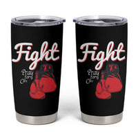 Fight Pray For A Cure Tumbler Cup Red Ribbon HIV Awareness Boxing Gift - Wonder Print Shop