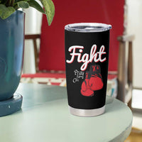 Fight Pray For A Cure Tumbler Cup Red Ribbon HIV Awareness Boxing Gift - Wonder Print Shop