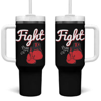 Fight Pray For A Cure Tumbler With Handle Red Ribbon HIV Awareness Boxing Gift - Wonder Print Shop