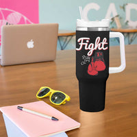 Fight Pray For A Cure Tumbler With Handle Red Ribbon HIV Awareness Boxing Gift - Wonder Print Shop