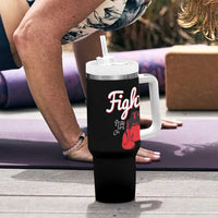 Fight Pray For A Cure Tumbler With Handle Red Ribbon HIV Awareness Boxing Gift - Wonder Print Shop