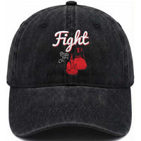 Fight Pray For A Cure Washed Cotton Baseball Cap Red Ribbon HIV Awareness Boxing Gift