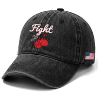 Fight Pray For A Cure Washed Cotton Baseball Cap Red Ribbon HIV Awareness Boxing Gift