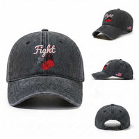 Fight Pray For A Cure Washed Cotton Baseball Cap Red Ribbon HIV Awareness Boxing Gift
