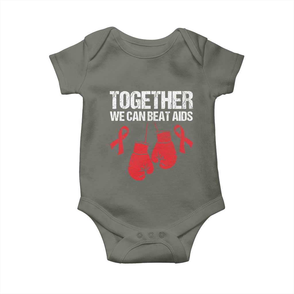 Together We Can Beat AIDS Baby Onesie Boxing HIV Awareness Gift - Wonder Print Shop
