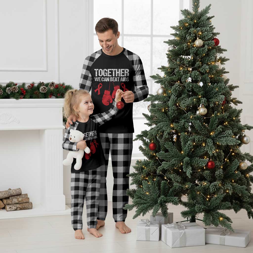 Together We Can Beat AIDS Plaid Pajama Set Boxing HIV Awareness Gift - Wonder Print Shop