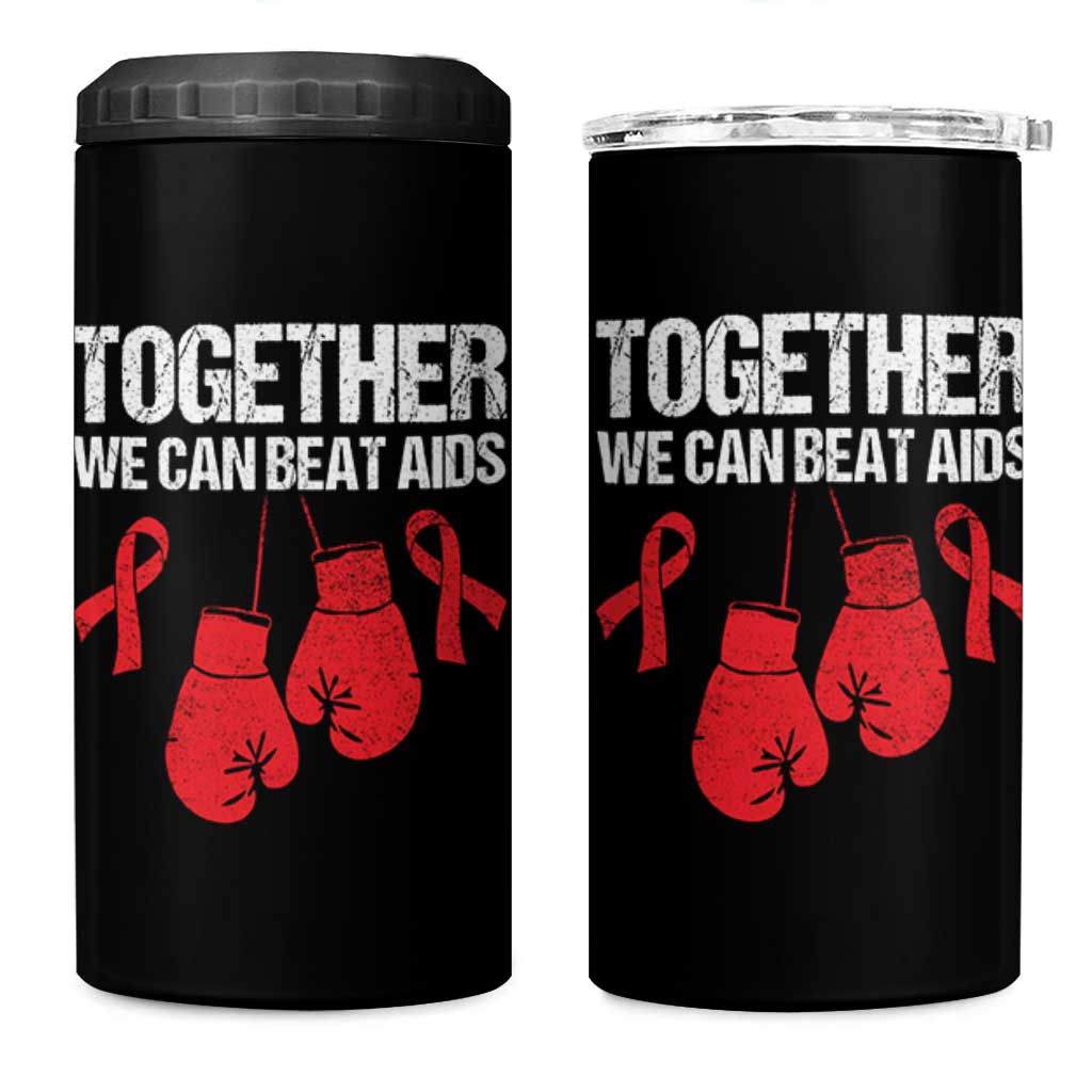 Together We Can Beat AIDS 4 in 1 Can Cooler Tumbler Boxing HIV Awareness Gift - Wonder Print Shop