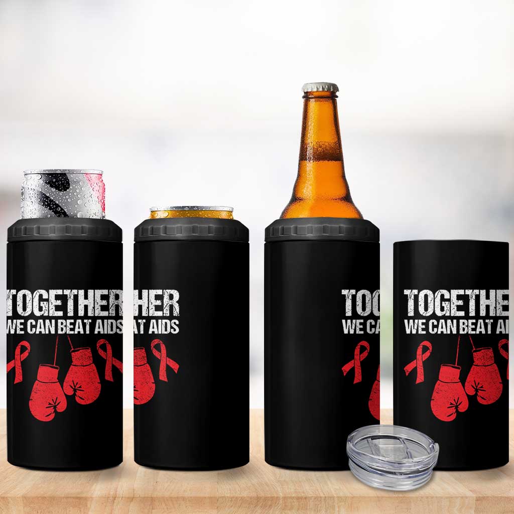 Together We Can Beat AIDS 4 in 1 Can Cooler Tumbler Boxing HIV Awareness Gift - Wonder Print Shop