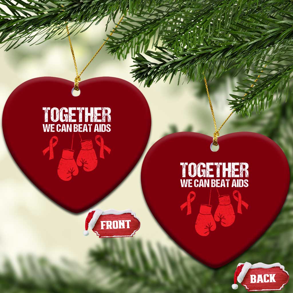 Together We Can Beat AIDS Ceramic Ornament Boxing HIV Awareness Gift - Wonder Print Shop