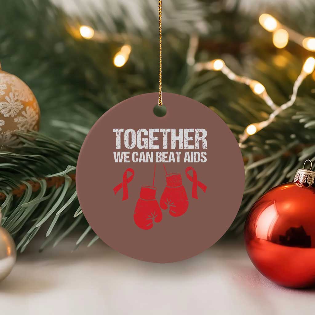 Together We Can Beat AIDS Ceramic Ornament Boxing HIV Awareness Gift - Wonder Print Shop