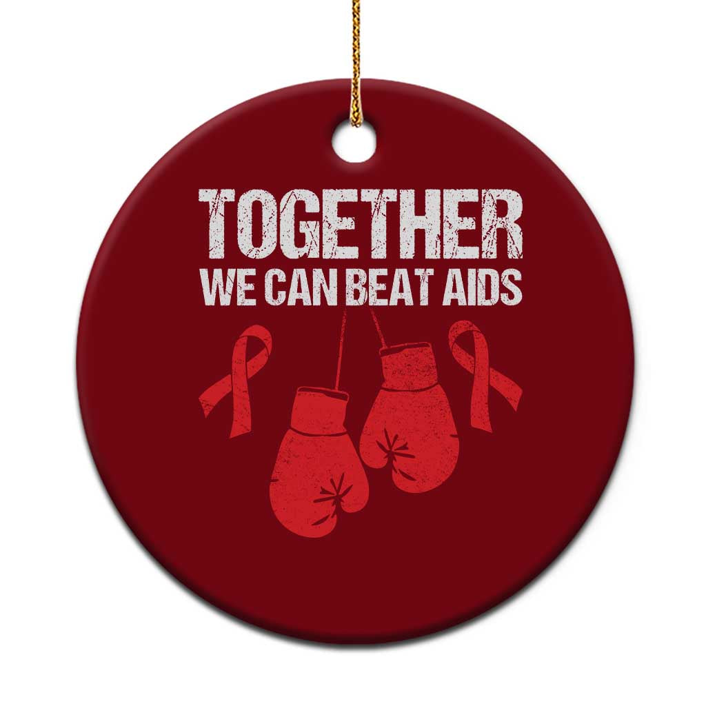 Together We Can Beat AIDS Ceramic Ornament Boxing HIV Awareness Gift - Wonder Print Shop