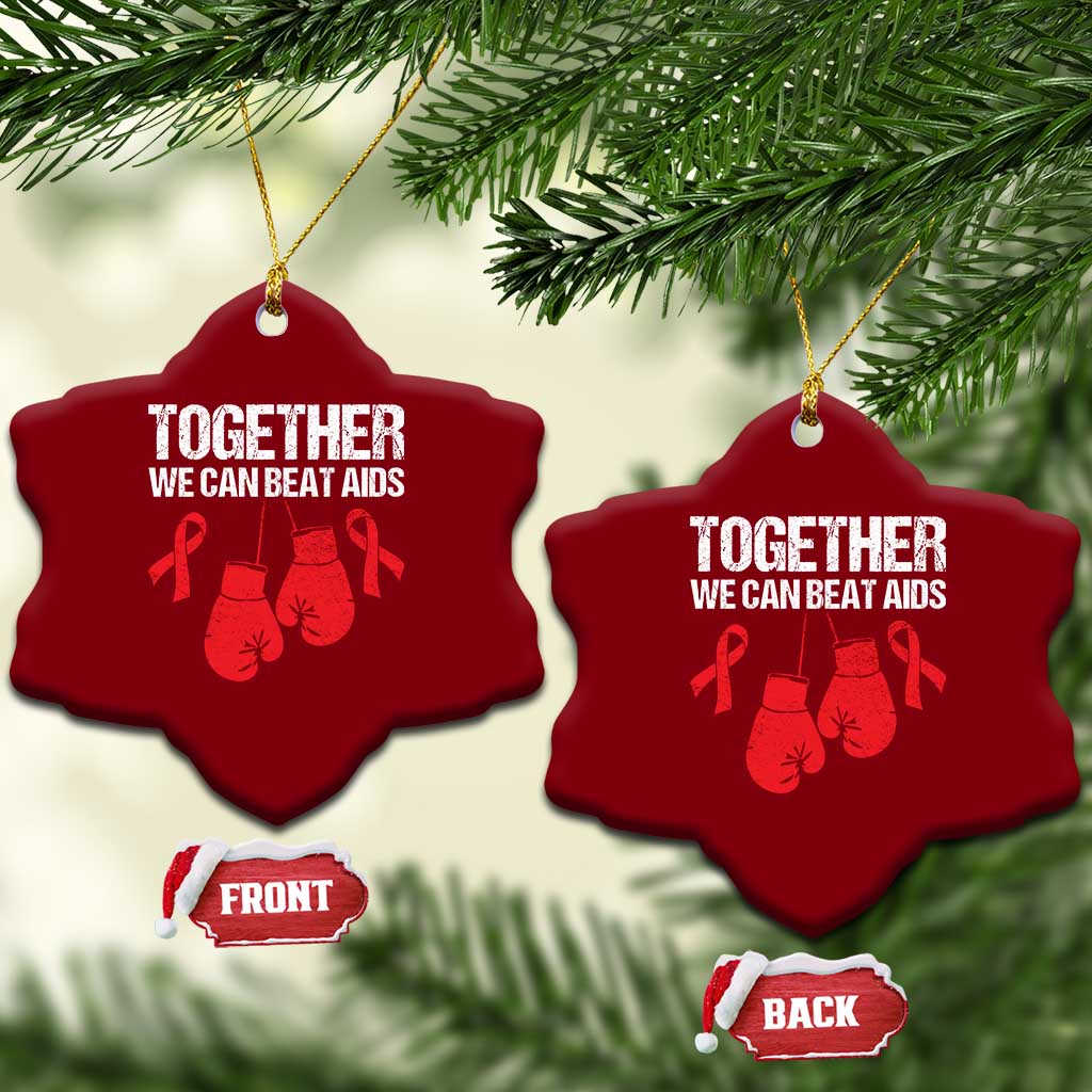 Together We Can Beat AIDS Ceramic Ornament Boxing HIV Awareness Gift - Wonder Print Shop