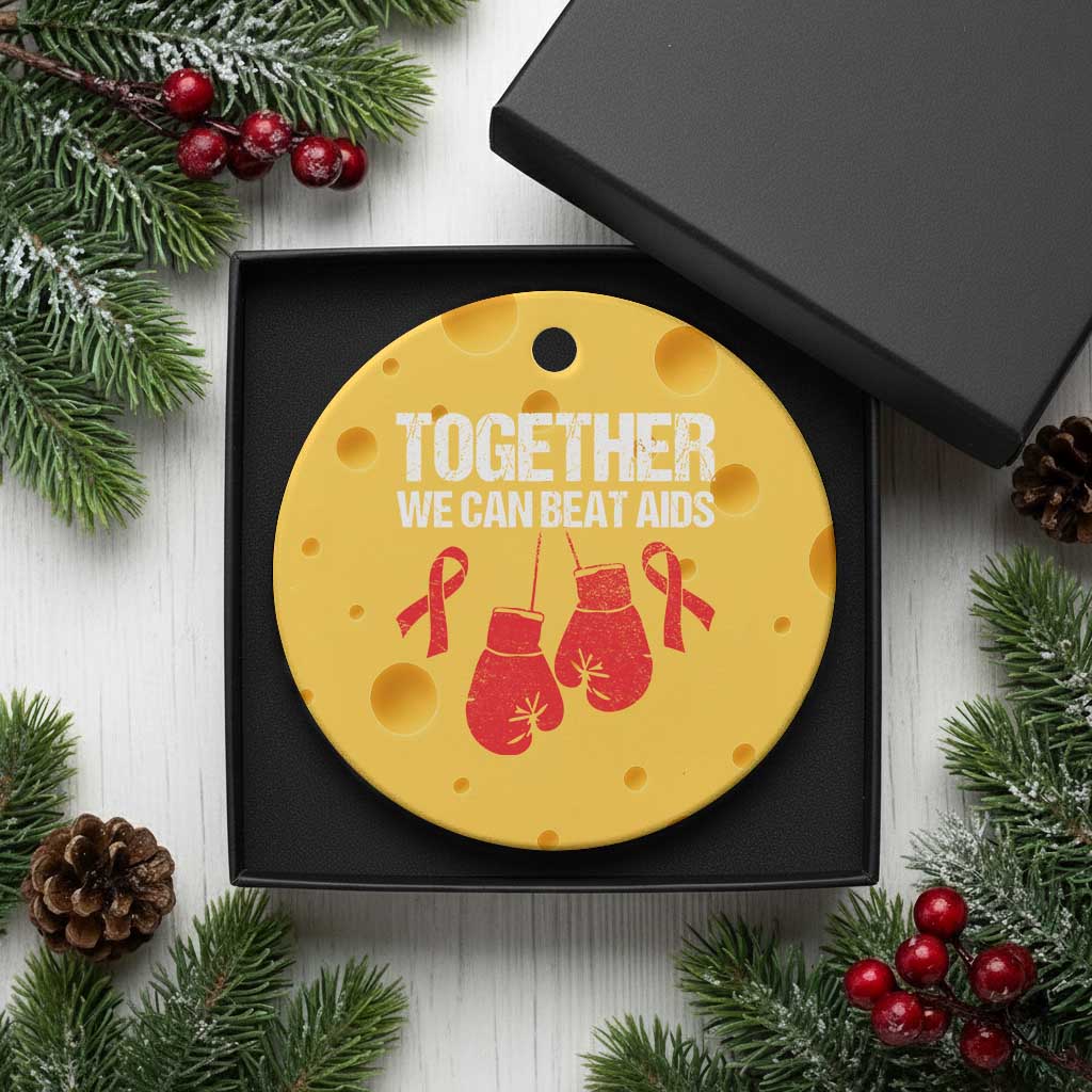 Together We Can Beat AIDS Ceramic Ornament Boxing HIV Awareness Gift - Wonder Print Shop