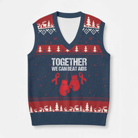 Together We Can Beat AIDS V-Neck Knit Sweater Vest Boxing HIV Awareness Gift - Wonder Print Shop