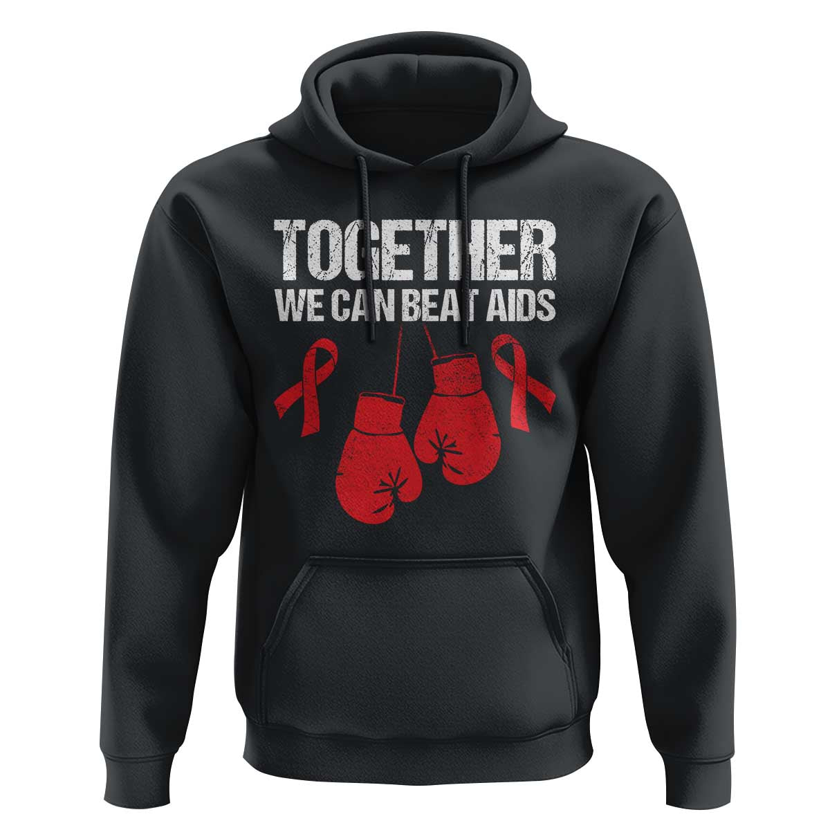 Together We Can Beat AIDS Hoodie Boxing HIV Awareness Gift - Wonder Print Shop