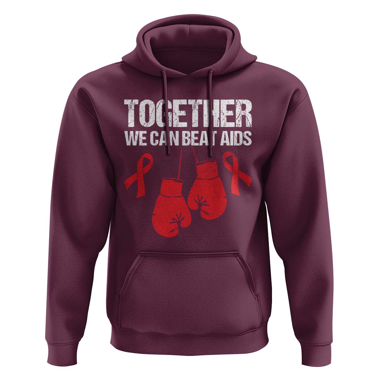 Together We Can Beat AIDS Hoodie Boxing HIV Awareness Gift - Wonder Print Shop