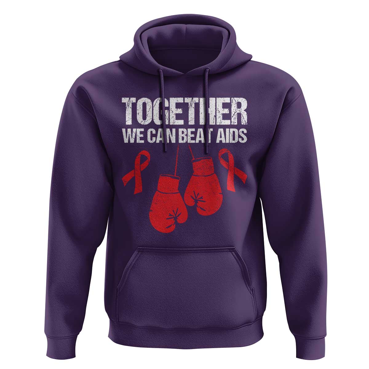 Together We Can Beat AIDS Hoodie Boxing HIV Awareness Gift - Wonder Print Shop