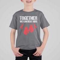 Together We Can Beat AIDS T Shirt For Kid Boxing HIV Awareness Gift - Wonder Print Shop