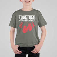 Together We Can Beat AIDS T Shirt For Kid Boxing HIV Awareness Gift - Wonder Print Shop