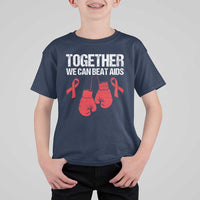 Together We Can Beat AIDS T Shirt For Kid Boxing HIV Awareness Gift - Wonder Print Shop