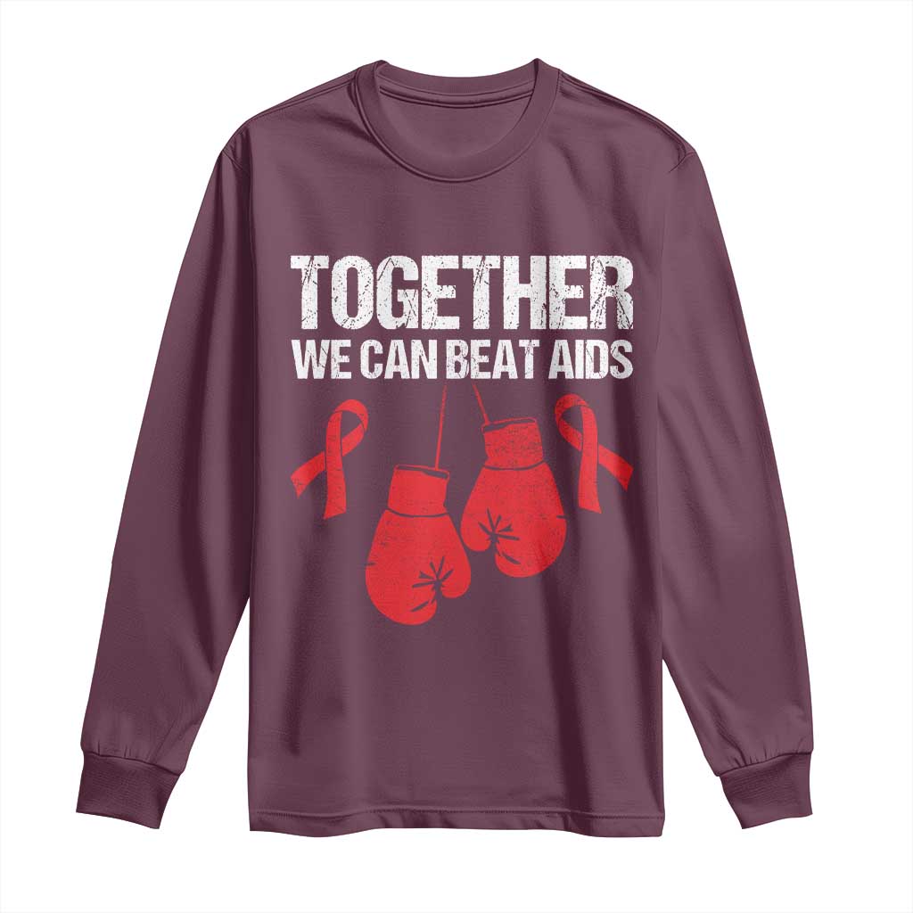 Together We Can Beat AIDS Long Sleeve Shirt Boxing HIV Awareness Gift - Wonder Print Shop