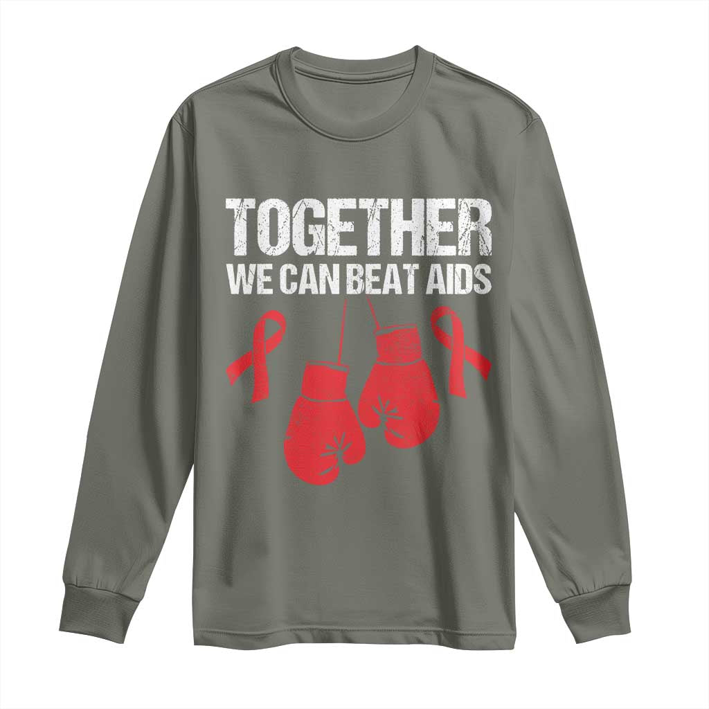Together We Can Beat AIDS Long Sleeve Shirt Boxing HIV Awareness Gift - Wonder Print Shop