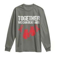 Together We Can Beat AIDS Long Sleeve Shirt Boxing HIV Awareness Gift - Wonder Print Shop