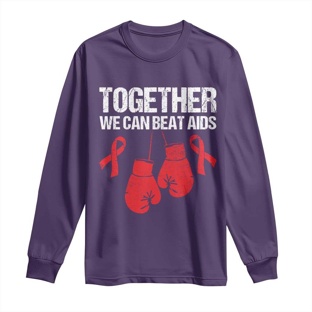 Together We Can Beat AIDS Long Sleeve Shirt Boxing HIV Awareness Gift - Wonder Print Shop
