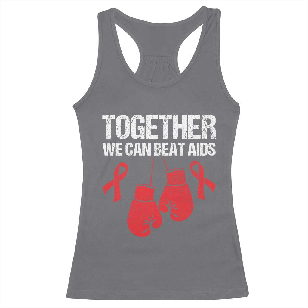 Together We Can Beat AIDS Racerback Tank Top Boxing HIV Awareness Gift - Wonder Print Shop
