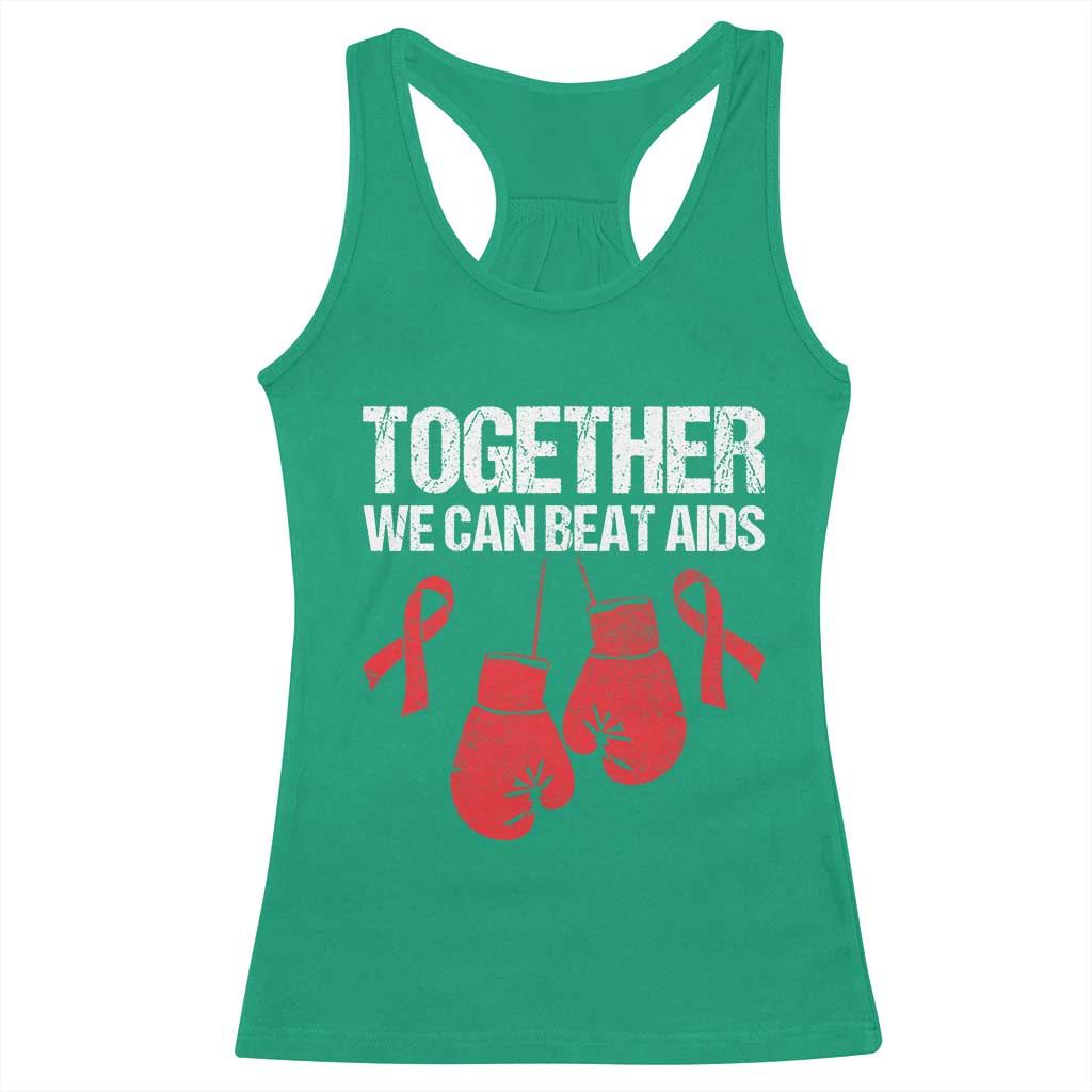 Together We Can Beat AIDS Racerback Tank Top Boxing HIV Awareness Gift - Wonder Print Shop