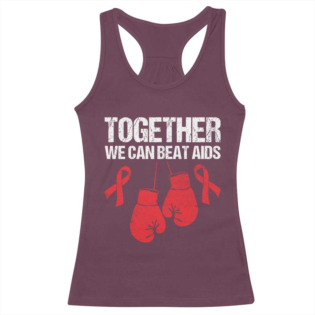 Together We Can Beat AIDS Racerback Tank Top Boxing HIV Awareness Gift - Wonder Print Shop
