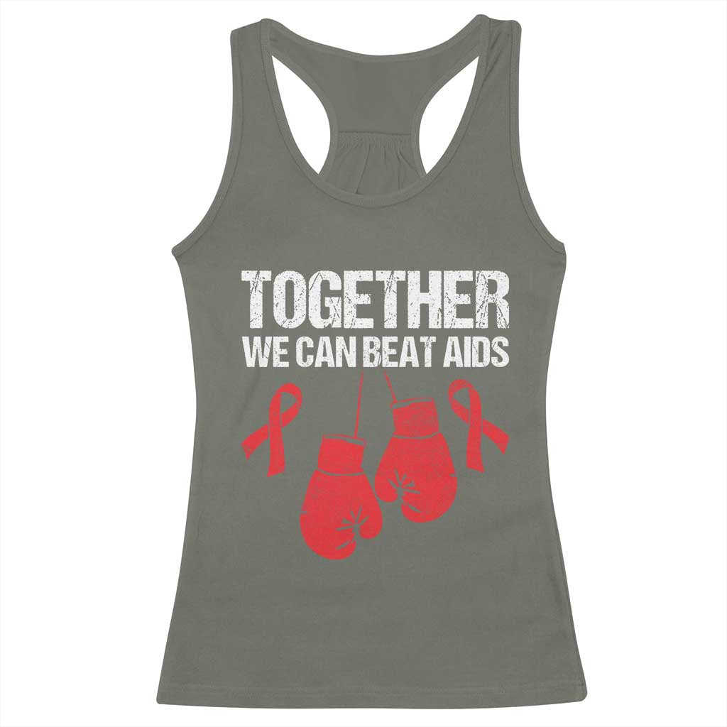 Together We Can Beat AIDS Racerback Tank Top Boxing HIV Awareness Gift - Wonder Print Shop