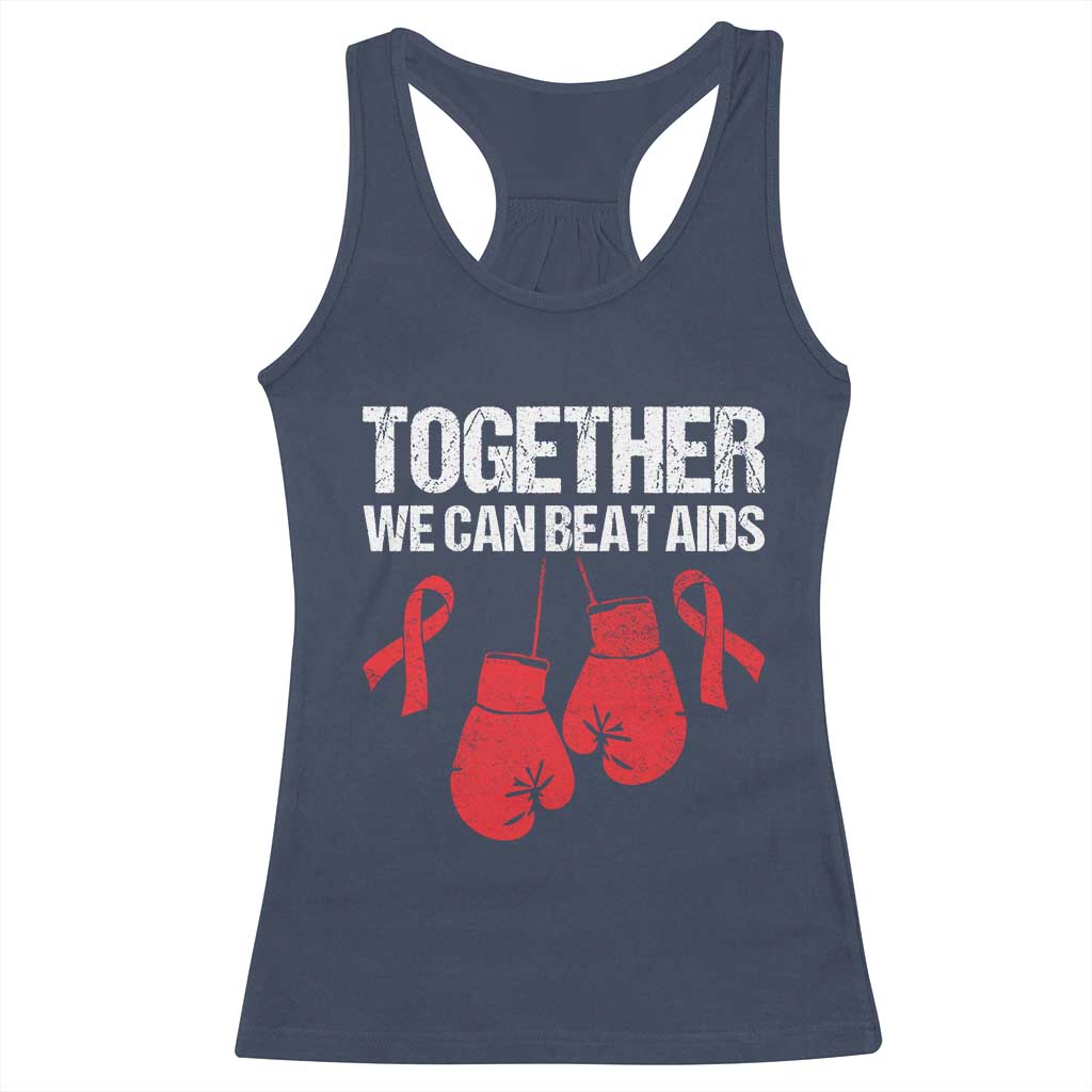 Together We Can Beat AIDS Racerback Tank Top Boxing HIV Awareness Gift - Wonder Print Shop