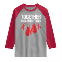 Together We Can Beat AIDS Raglan Shirt Boxing HIV Awareness Gift - Wonder Print Shop