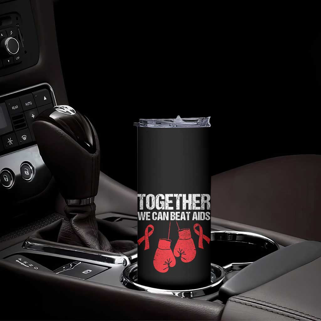 Together We Can Beat AIDS Skinny Tumbler Boxing HIV Awareness Gift - Wonder Print Shop