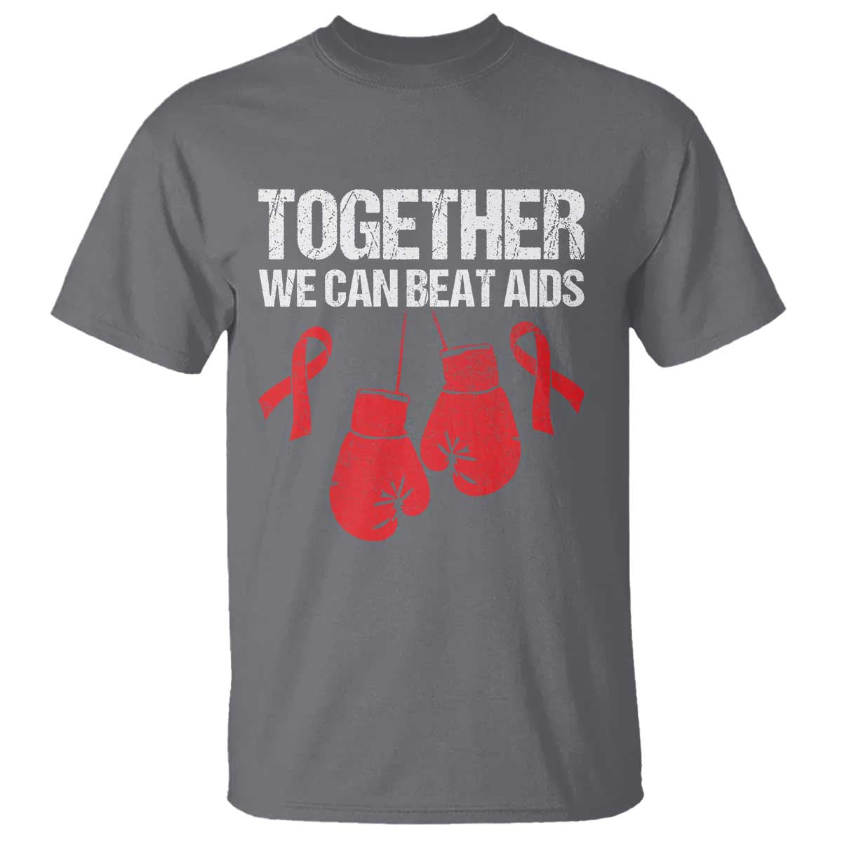 Together We Can Beat AIDS T Shirt Boxing HIV Awareness Gift - Wonder Print Shop