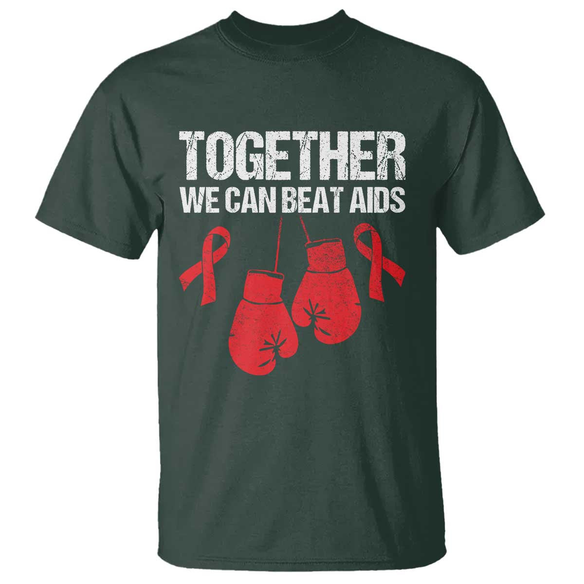Together We Can Beat AIDS T Shirt Boxing HIV Awareness Gift - Wonder Print Shop