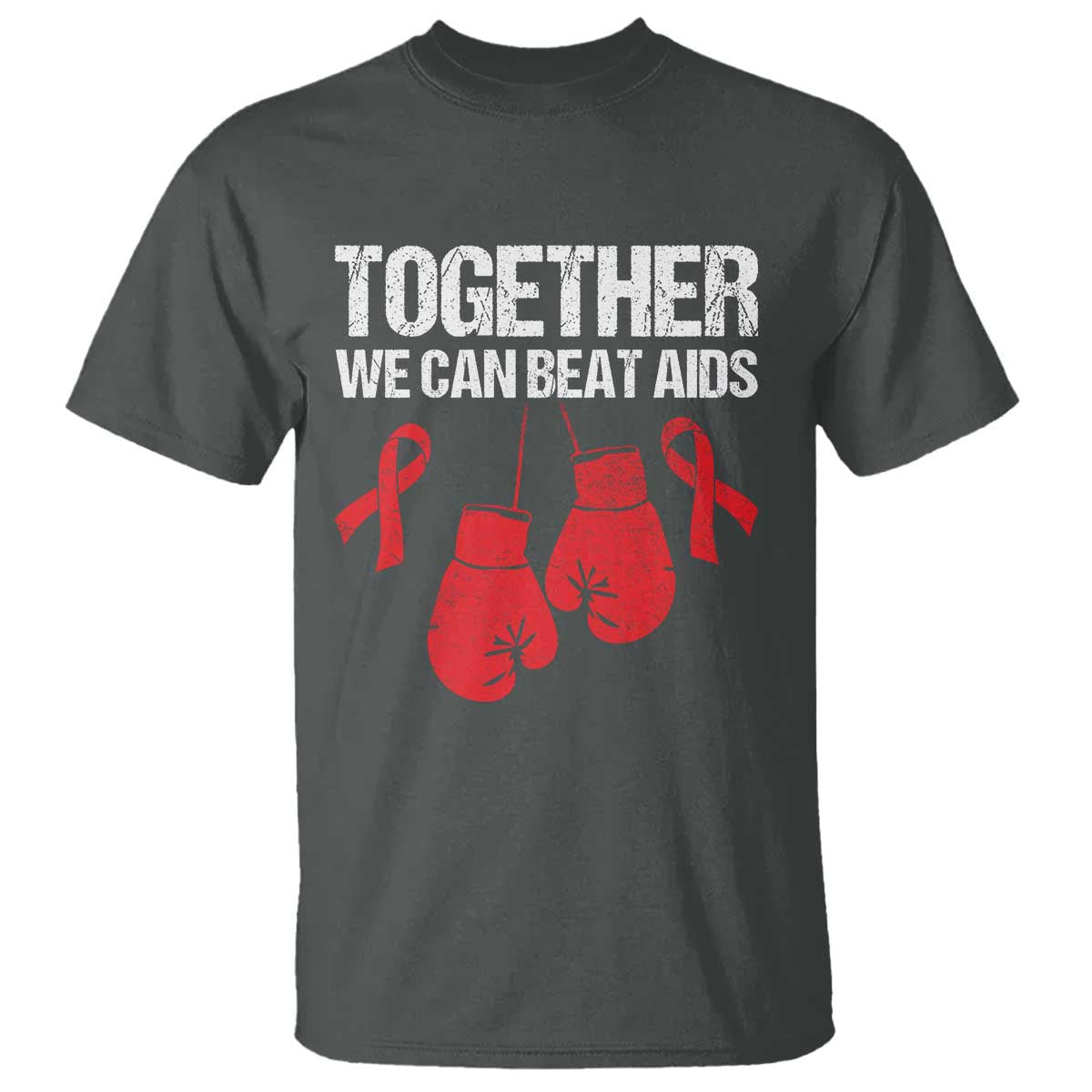 Together We Can Beat AIDS T Shirt Boxing HIV Awareness Gift - Wonder Print Shop