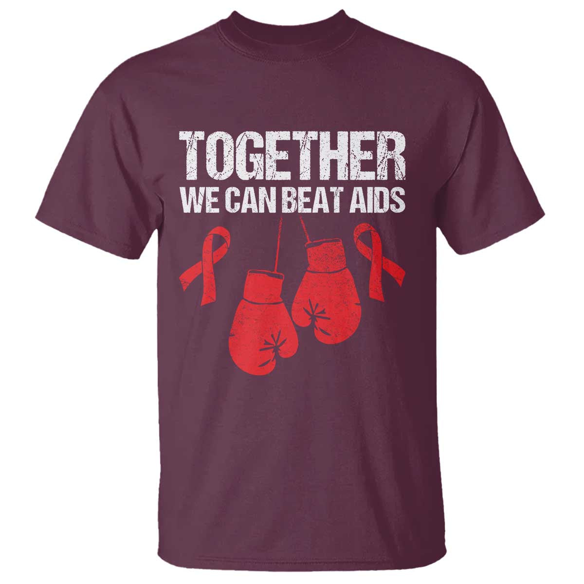 Together We Can Beat AIDS T Shirt Boxing HIV Awareness Gift - Wonder Print Shop