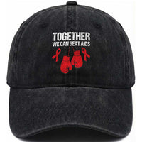 Together We Can Beat AIDS Washed Cotton Baseball Cap Boxing HIV Awareness Gift