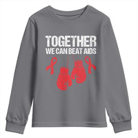 Together We Can Beat AIDS Youth Sweatshirt Boxing HIV Awareness Gift - Wonder Print Shop
