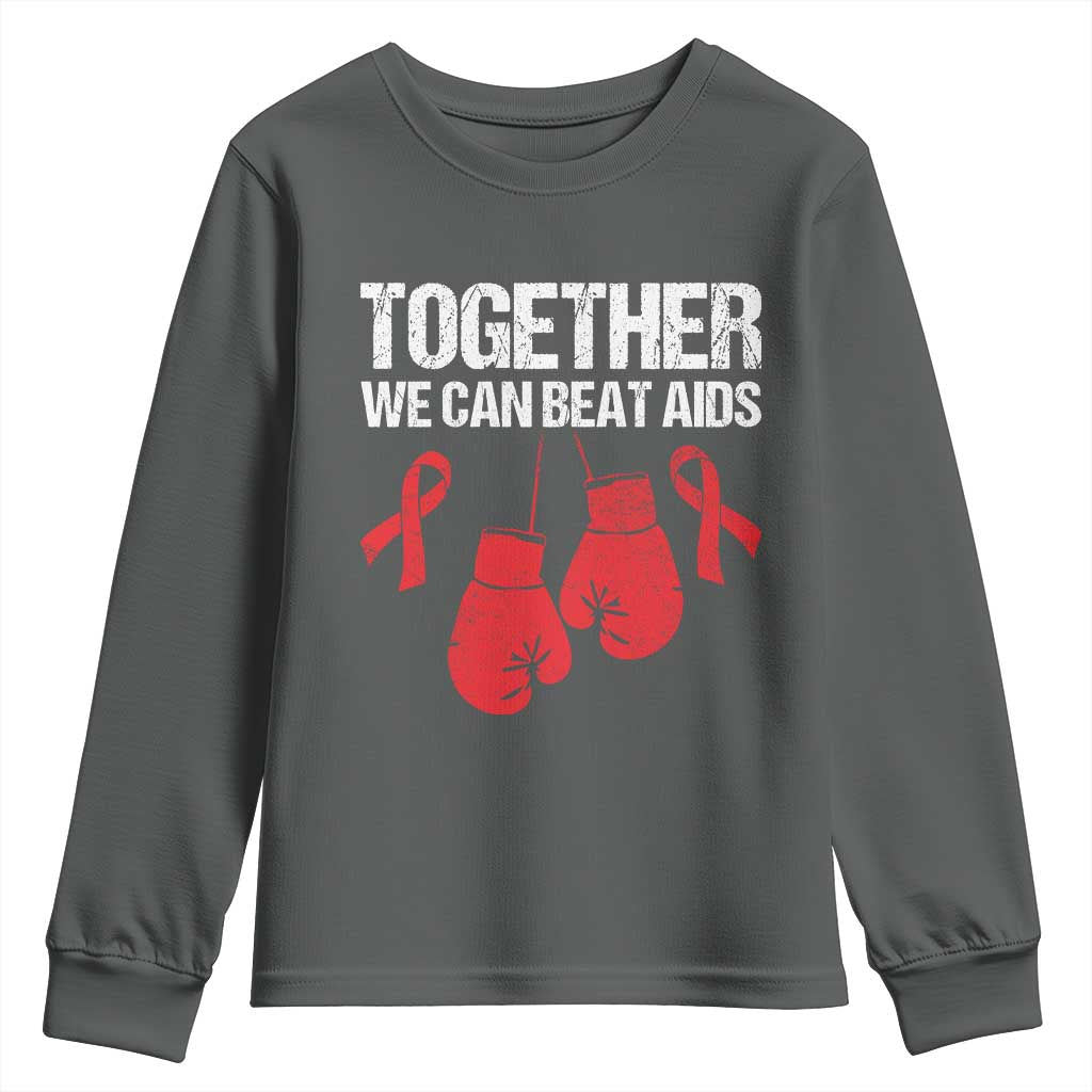 Together We Can Beat AIDS Youth Sweatshirt Boxing HIV Awareness Gift - Wonder Print Shop