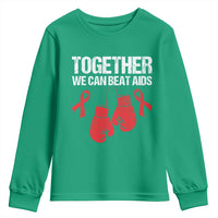 Together We Can Beat AIDS Youth Sweatshirt Boxing HIV Awareness Gift - Wonder Print Shop